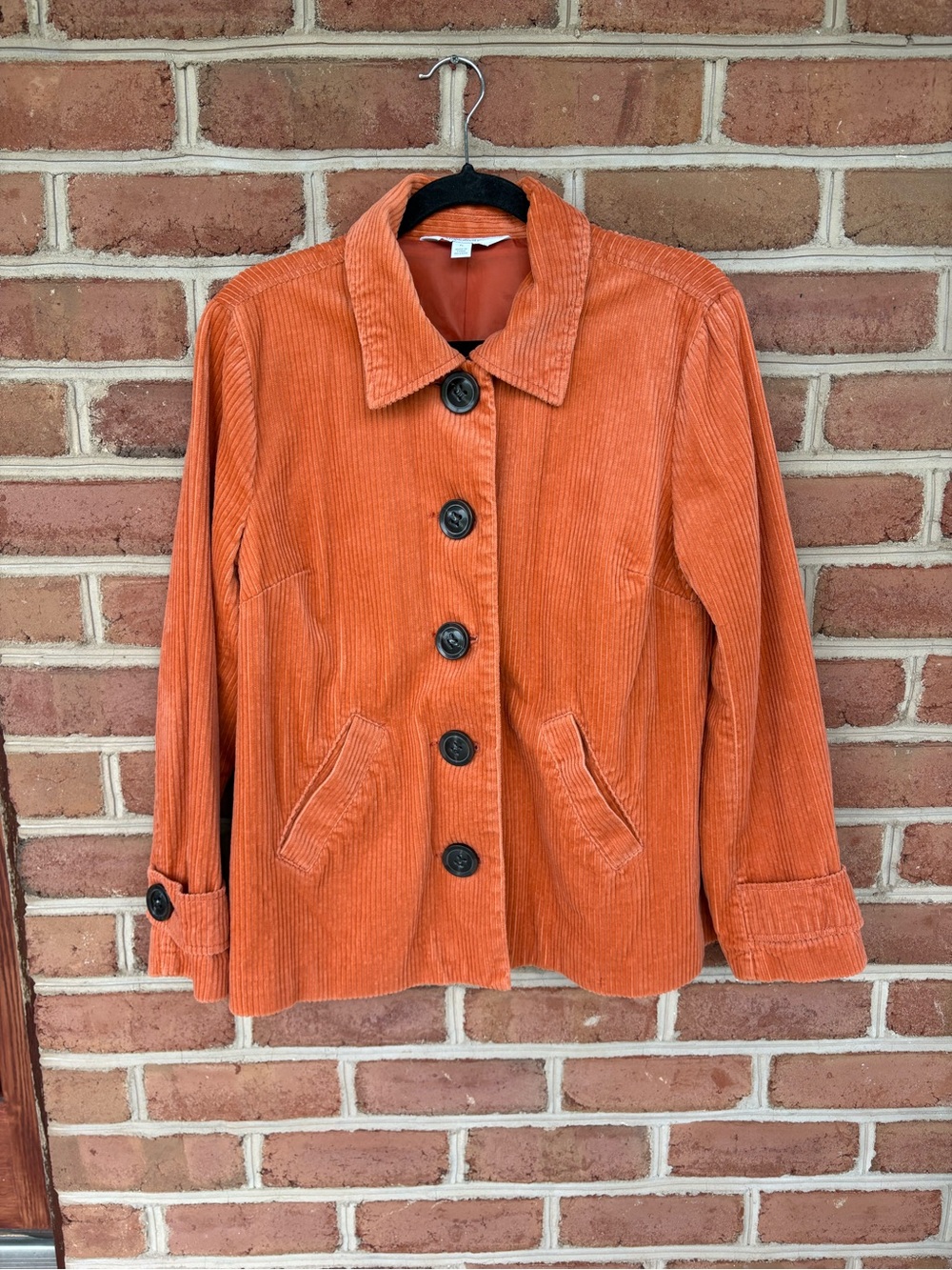 Women's Burnt Orange Wide Corduroy Button Jacket - Picture 8 of 9